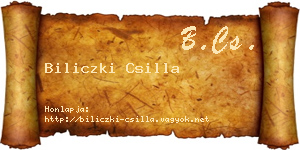 Biliczki Csilla névjegykártya
